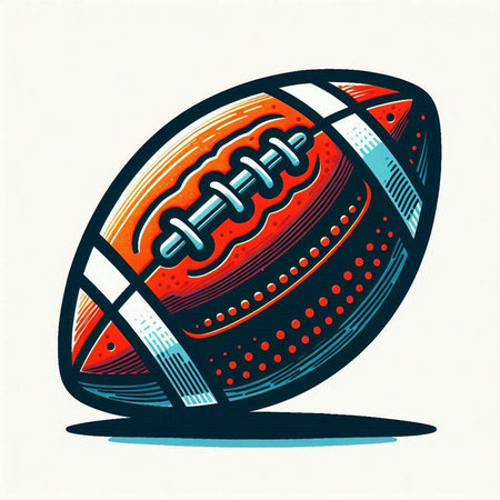 American football ball isolated on white background. Vector illustration in retro style.のイラスト素材