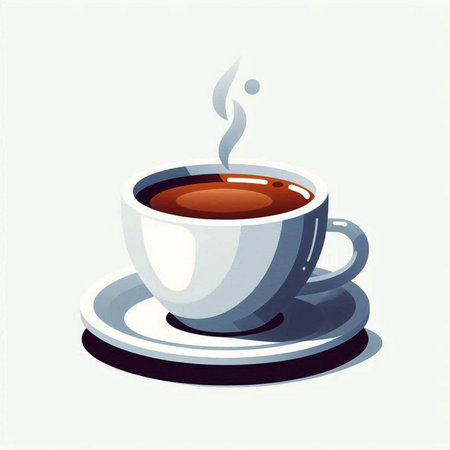 Coffee cup with saucer on a white background. Vector illustration.のイラスト素材