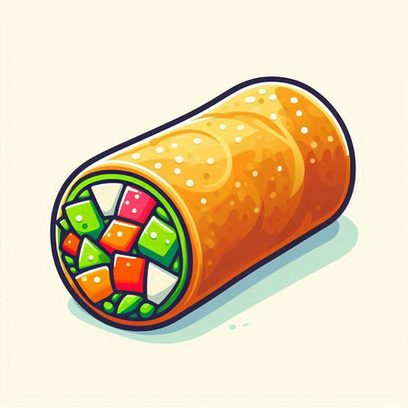 Illustration of a roll of japanese food in cartoon styleのイラスト素材