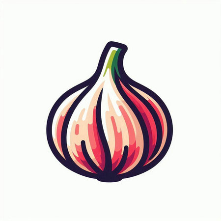 Garlic vector illustration. Isolated object on a white background.のイラスト素材