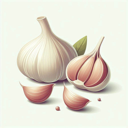 Garlic and cloves on a white background. Vector illustration. Eps 10のイラスト素材
