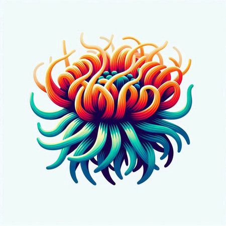Illustration of an abstract colorful coral on a light blue background.のイラスト素材