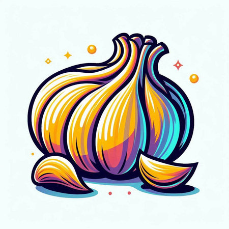 Garlic vector illustration on white background. Vegetarian food icon.のイラスト素材