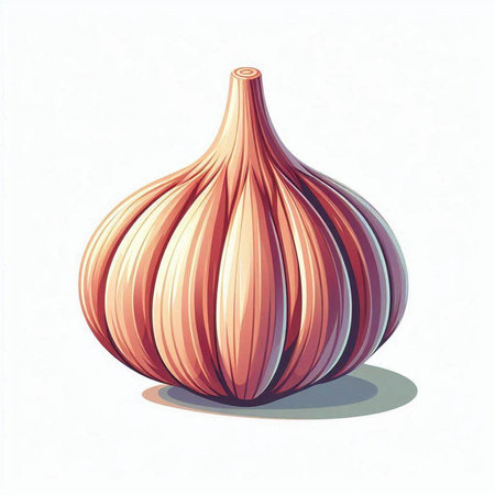 Illustration of a garlic on a white background. Vector illustration.のイラスト素材