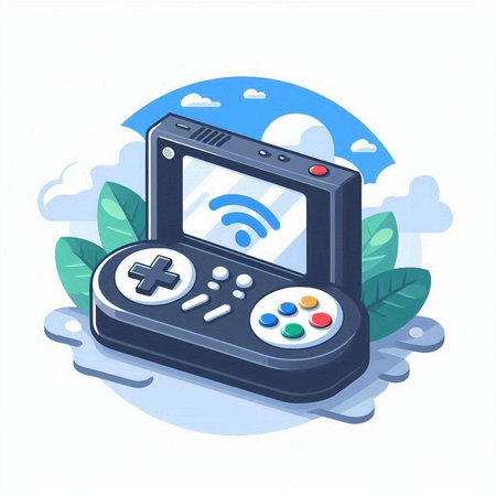 Gamepad with wireless connection. Flat 3d isometric vector illustration.のイラスト素材