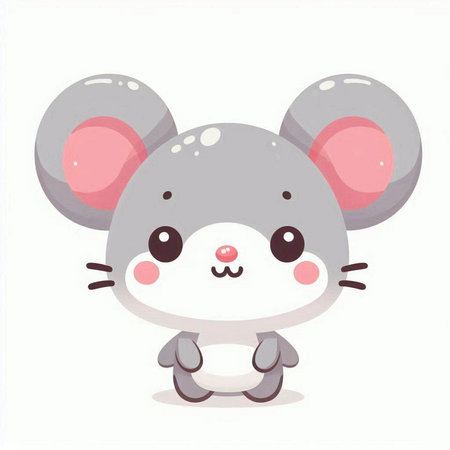 Cute cartoon mouse. Vector illustration isolated on a white background.のイラスト素材