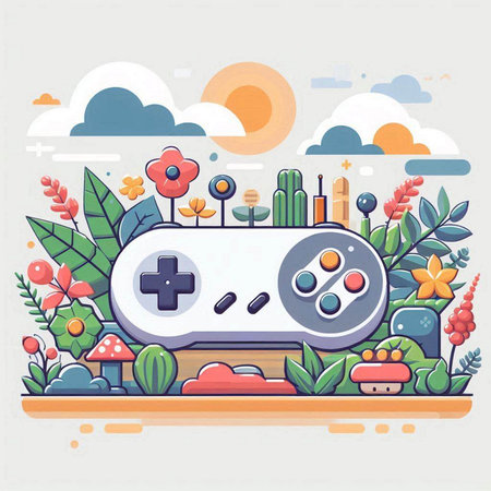 Game console. Colorful flat vector illustration on a white background.のイラスト素材