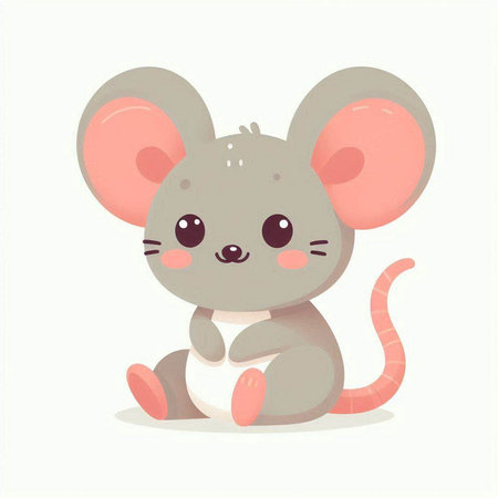 Cute cartoon mouse. Vector illustration. Isolated on white background.のイラスト素材