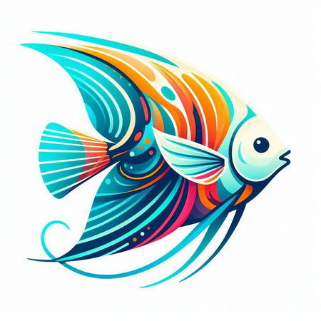 Colorful fish vector illustration, isolated on a white background. Vector illustration.のイラスト素材