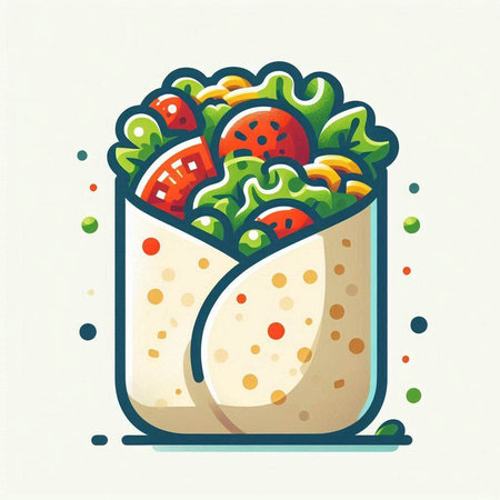 Burrito icon. Vector illustration of a tortilla with vegetables.のイラスト素材