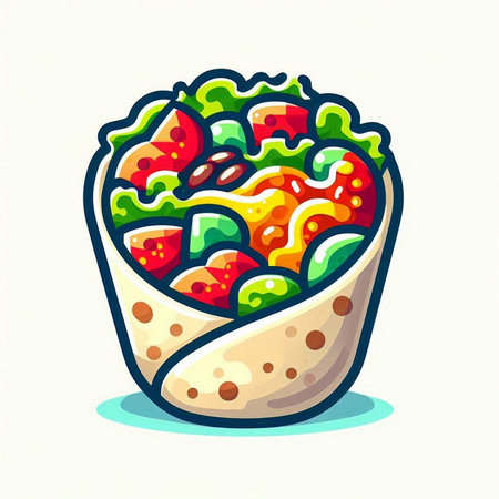 Fruit salad in a burrito. Hand drawn vector illustration.のイラスト素材