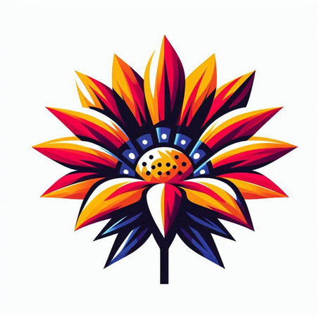 Colorful sunflower isolated on a white background. Vector illustration.のイラスト素材