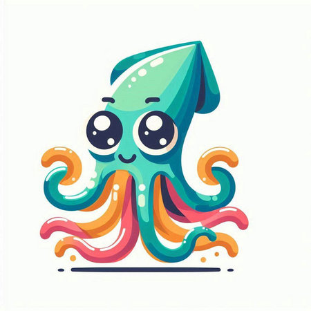 Cute cartoon octopus. Vector illustration isolated on white background.のイラスト素材