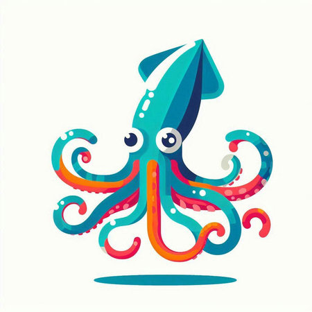Octopus isolated on a white background. Vector illustration in cartoon style.のイラスト素材