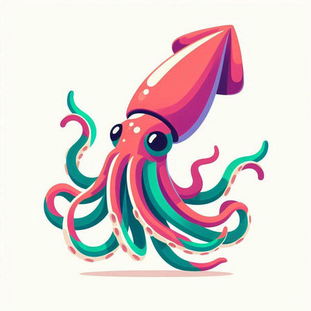 Illustration of cute octopus on white background. Vector illustration.のイラスト素材