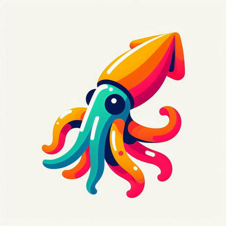 Colorful octopus isolated on the white background. Vector illustration.のイラスト素材