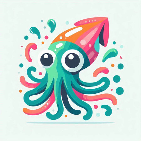 Cute cartoon octopus. Vector illustration of cute octopus.のイラスト素材
