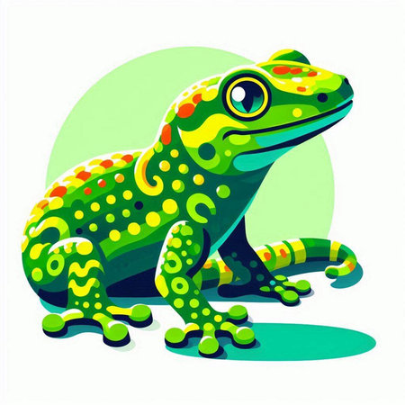 illustration of a green frog on a white background, vector illustrationのイラスト素材