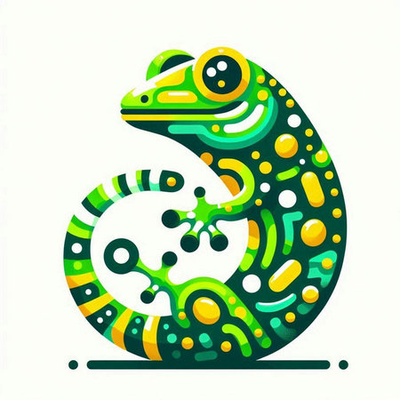 Vector illustration of a green lizard with a pattern on a white backgroundのイラスト素材