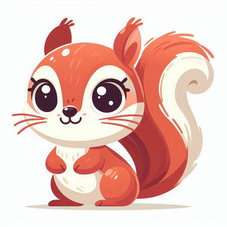 Cute cartoon squirrel. Vector illustration isolated on a white background.のイラスト素材
