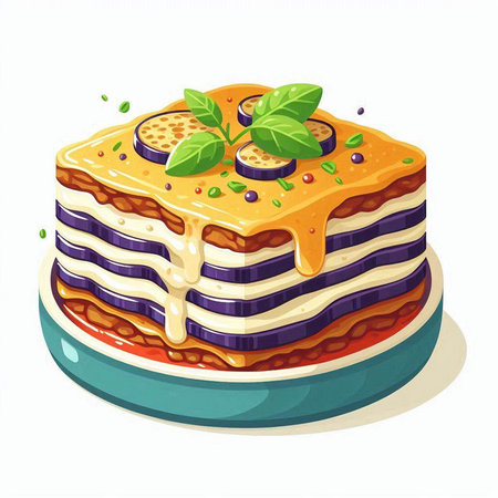 Illustration of a delicious lasagna on a white background, vector illustrationのイラスト素材