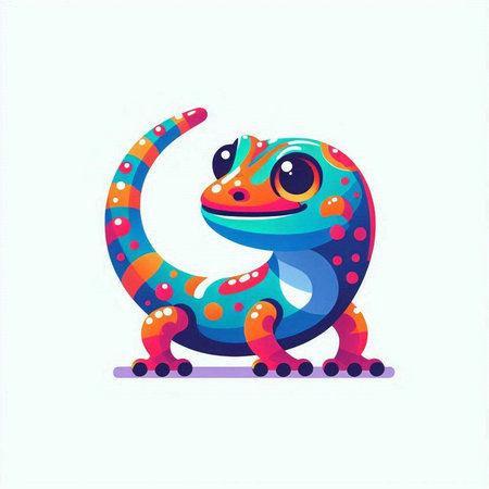 Cartoon chameleon isolated on white background. Vector illustration.のイラスト素材