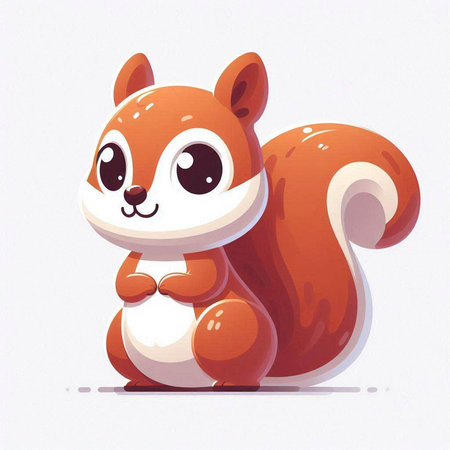 Squirrel. Vector illustration of a cute cartoon squirrel with a bow.のイラスト素材
