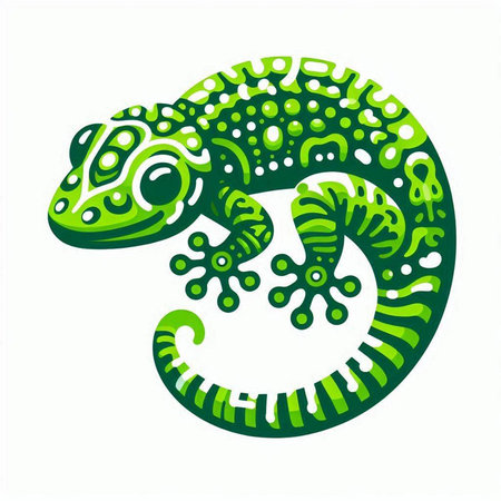 Green chameleon isolated on a white background. Vector illustration.のイラスト素材