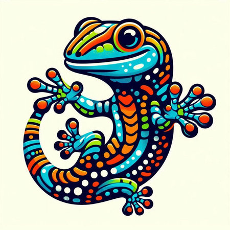 Vector illustration of a colorful lizard on a white background. Vector illustration.のイラスト素材