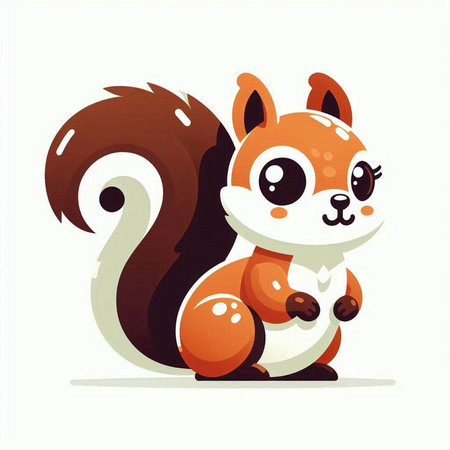 Cute cartoon squirrel. Vector illustration isolated on a white background.のイラスト素材