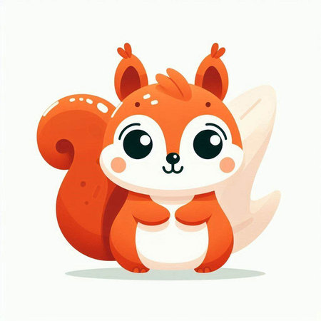 Cute cartoon squirrel. Vector illustration isolated on a white background.のイラスト素材