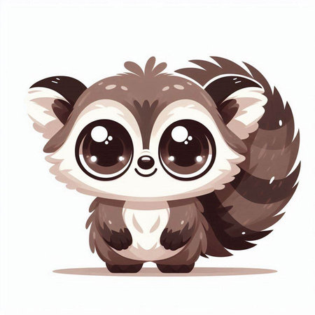 Cute little raccoon with big eyes. Vector cartoon illustration.のイラスト素材