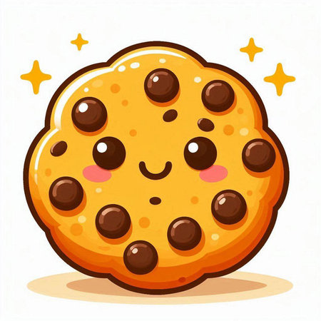 Chocolate chip cookie. Cute cartoon character. Vector illustration.のイラスト素材