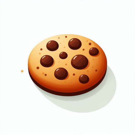 Illustration of a chocolate chip cookie isolated on a white background.のイラスト素材
