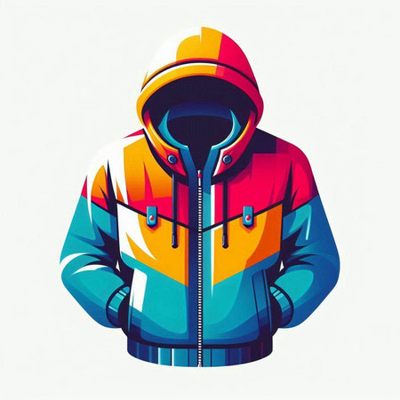 Colorful winter jacket isolated on a white background. Vector illustration.のイラスト素材
