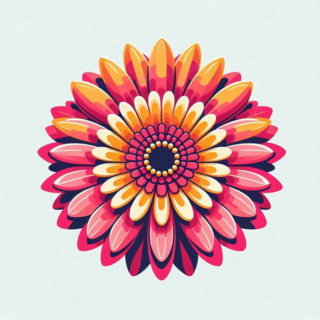 Illustration of a colorful daisy flower on a white background.のイラスト素材