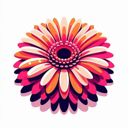Pink gerbera flower isolated on white background. Vector illustration.のイラスト素材