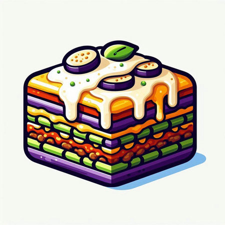 Tasty layered cake isolated on a white background. Vector illustration.のイラスト素材