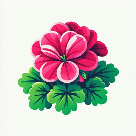 Geranium flower vector illustration isolated on white background. Flat style.のイラスト素材
