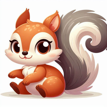 Cute squirrel sitting on a white background. Vector cartoon illustration.のイラスト素材