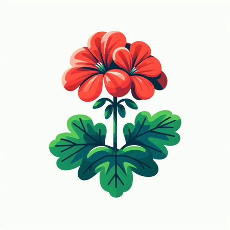 Geranium flower isolated on white background. Hand drawn vector illustration.のイラスト素材