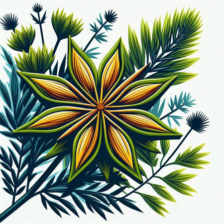 Vector illustration of an exotic flower in the form of a star.のイラスト素材