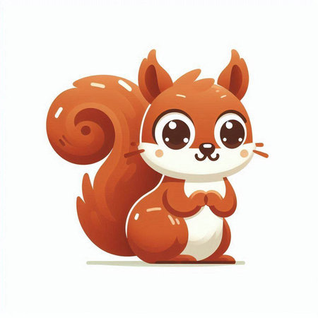 Cute cartoon squirrel. Vector illustration isolated on a white background.のイラスト素材