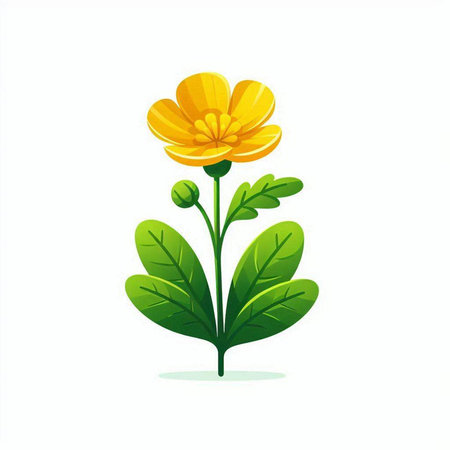 vector illustration of a yellow flower isolated on white background. Flat styleのイラスト素材