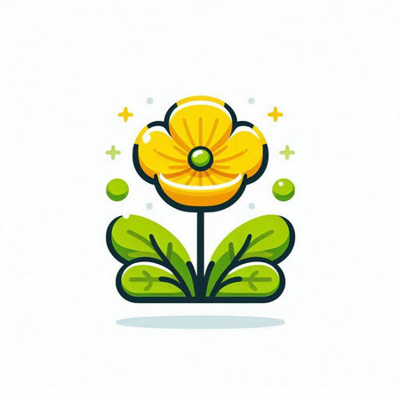 Cute flower vector icon, spring symbol, flat design. Isolated on white background.のイラスト素材