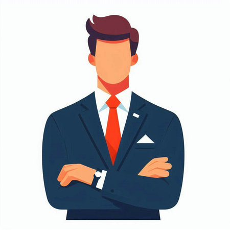 Businessman in a suit and tie. Vector illustration in flat styleのイラスト素材