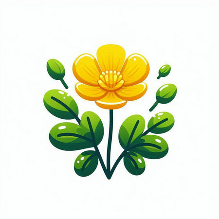 cute yellow flower on white background, vector illustration, eps10のイラスト素材
