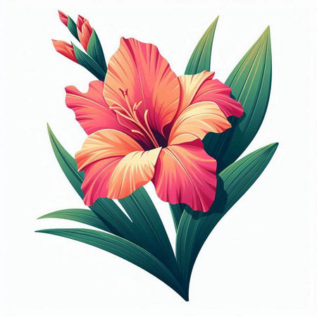 Hibiscus flower isolated on white background. Vector illustration.のイラスト素材