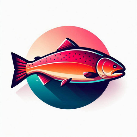 Illustration of a salmon fish on white background, vector illustration.のイラスト素材