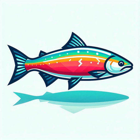 Illustration of a rainbow trout isolated on a white background - vectorのイラスト素材
